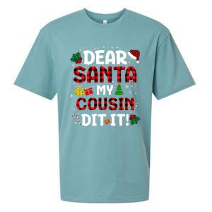 Dear Santa My Cousin Did It Buffalo Plaid Christmas Pajama Sueded Cloud Jersey T-Shirt