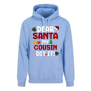 Dear Santa My Cousin Did It Buffalo Plaid Christmas Pajama Unisex Surf Hoodie