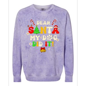 Dear Santa My Dog Did It Groovy Christmas Tree Candy Xmas Colorblast Crewneck Sweatshirt