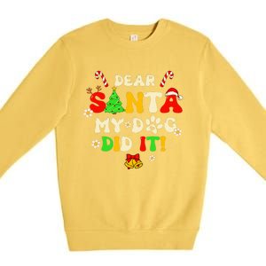 Dear Santa My Dog Did It Groovy Christmas Tree Candy Xmas Premium Crewneck Sweatshirt