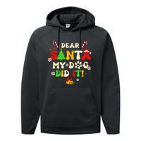 Dear Santa My Dog Did It Groovy Christmas Tree Candy Xmas Performance Fleece Hoodie