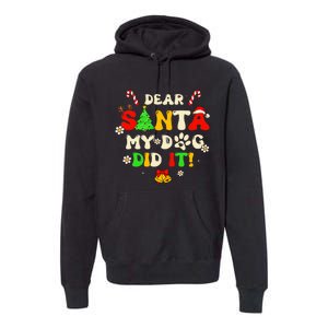 Dear Santa My Dog Did It Groovy Christmas Tree Candy Xmas Premium Hoodie