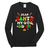 Dear Santa My Dog Did It Groovy Christmas Tree Candy Xmas Tall Long Sleeve T-Shirt