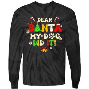 Dear Santa My Dog Did It Groovy Christmas Tree Candy Xmas Tie-Dye Long Sleeve Shirt