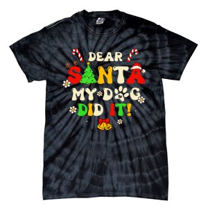 Dear Santa My Dog Did It Groovy Christmas Tree Candy Xmas Tie-Dye T-Shirt