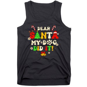 Dear Santa My Dog Did It Groovy Christmas Tree Candy Xmas Tank Top