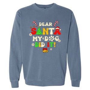 Dear Santa My Dog Did It Groovy Christmas Tree Candy Xmas Garment-Dyed Sweatshirt