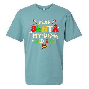 Dear Santa My Dog Did It Groovy Christmas Tree Candy Xmas Sueded Cloud Jersey T-Shirt