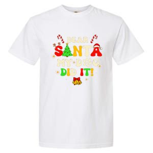 Dear Santa My Dog Did It Groovy Christmas Tree Candy Xmas Garment-Dyed Heavyweight T-Shirt