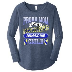 Down Syndrome Mom / Awesome Ribbon Graphic Blue Gift Women's Perfect Tri Tunic Long Sleeve Shirt