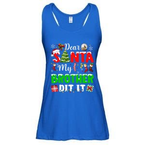 Dear Santa My Brother Did It Funny Christmas Family Pajama Meaningful Gift Ladies Essential Flowy Tank