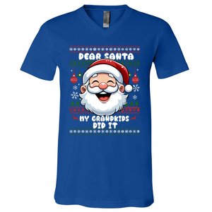 Dear Santa My Grand Did It Xmas Christmas Gift V-Neck T-Shirt