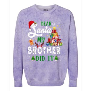 Dear Santa My Brother Did It Funny Christmas Pajama Gift Colorblast Crewneck Sweatshirt