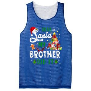 Dear Santa My Brother Did It Funny Christmas Pajama Gift Mesh Reversible Basketball Jersey Tank