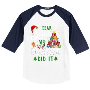 Dear Santa My Brother Did It Funny Christmas Pajama Gift Baseball Sleeve Shirt