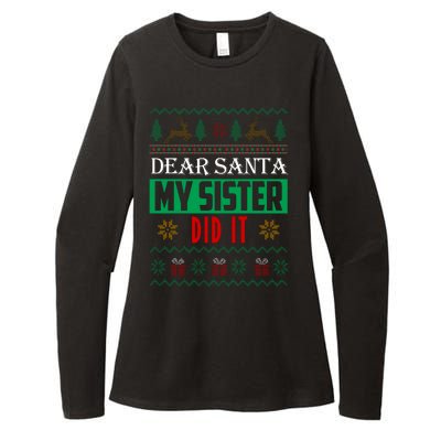 Dear Santa My Sister Did It Ugly Christmas Womens CVC Long Sleeve Shirt