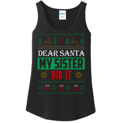 Dear Santa My Sister Did It Ugly Christmas Ladies Essential Tank