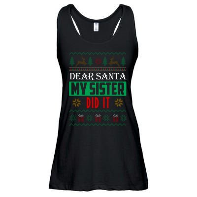 Dear Santa My Sister Did It Ugly Christmas Ladies Essential Flowy Tank