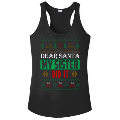 Dear Santa My Sister Did It Ugly Christmas Ladies PosiCharge Competitor Racerback Tank