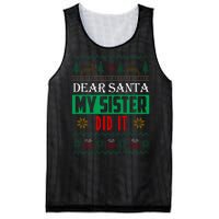 Dear Santa My Sister Did It Ugly Christmas Mesh Reversible Basketball Jersey Tank