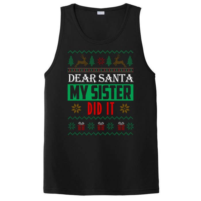 Dear Santa My Sister Did It Ugly Christmas PosiCharge Competitor Tank