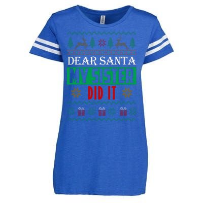 Dear Santa My Sister Did It Ugly Christmas Enza Ladies Jersey Football T-Shirt