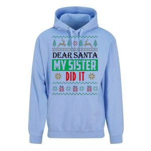 Dear Santa My Sister Did It Ugly Christmas Unisex Surf Hoodie