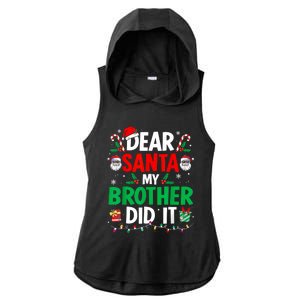 Dear Santa My Brother Did It Funny Christmas Ladies PosiCharge Tri-Blend Wicking Draft Hoodie Tank