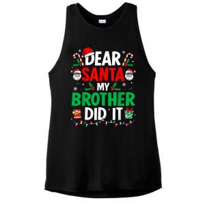 Dear Santa My Brother Did It Funny Christmas Ladies PosiCharge Tri-Blend Wicking Tank