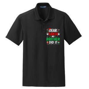 Dear Santa My Brother Did It Funny Christmas Dry Zone Grid Polo