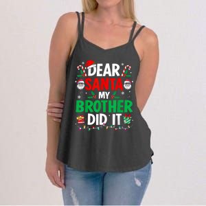 Dear Santa My Brother Did It Funny Christmas Women's Strappy Tank