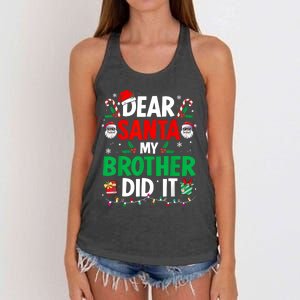 Dear Santa My Brother Did It Funny Christmas Women's Knotted Racerback Tank