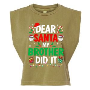 Dear Santa My Brother Did It Funny Christmas Garment-Dyed Women's Muscle Tee