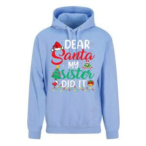 Dear Santa My Sister Did It Funny Xmas Christmas Pajamas Unisex Surf Hoodie