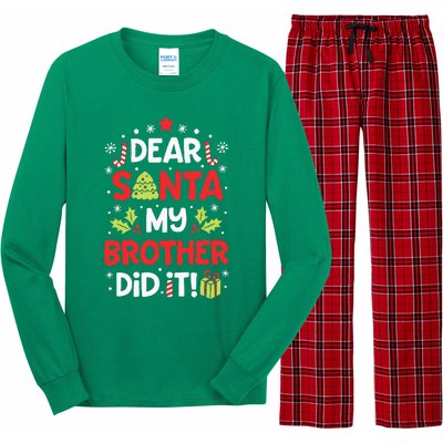 Dear Santa My Brother Did It Funny Christmas Long Sleeve Pajama Set