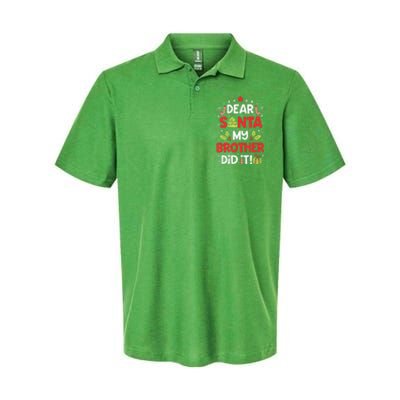 Dear Santa My Brother Did It Funny Christmas Softstyle Adult Sport Polo