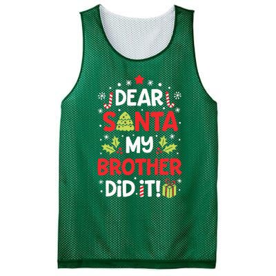 Dear Santa My Brother Did It Funny Christmas Mesh Reversible Basketball Jersey Tank