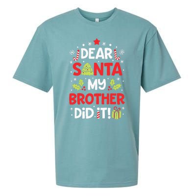 Dear Santa My Brother Did It Funny Christmas Sueded Cloud Jersey T-Shirt