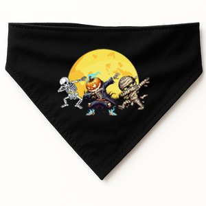 Dabbing Skeleton Mummy Spooky Squad Halloween Gift USA-Made Doggie Bandana