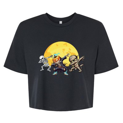 Dabbing Skeleton Mummy Spooky Squad Halloween Gift Bella+Canvas Jersey Crop Tee