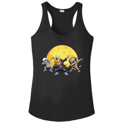 Dabbing Skeleton Mummy Spooky Squad Halloween Gift Ladies PosiCharge Competitor Racerback Tank