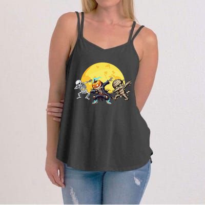 Dabbing Skeleton Mummy Spooky Squad Halloween Gift Women's Strappy Tank