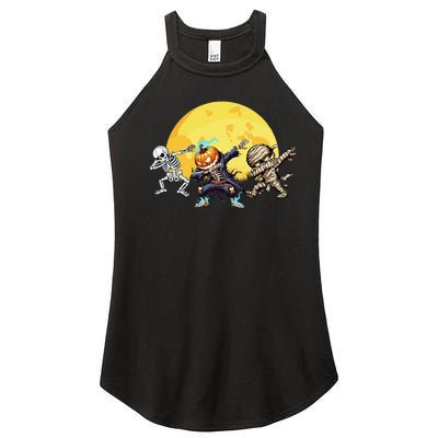 Dabbing Skeleton Mummy Spooky Squad Halloween Gift Women’s Perfect Tri Rocker Tank