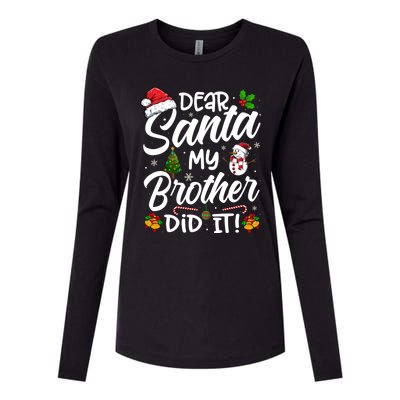 Dear Santa My Brother Did It Xmas Christmas Cute Womens Cotton Relaxed Long Sleeve T-Shirt