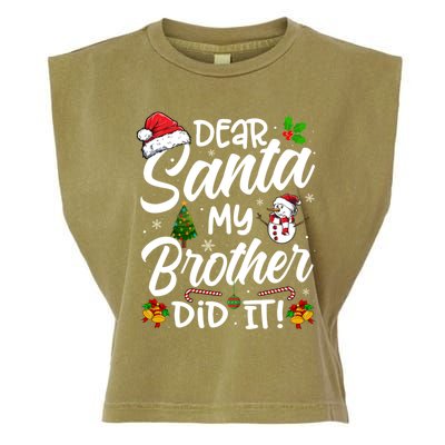 Dear Santa My Brother Did It Xmas Christmas Cute Garment-Dyed Women's Muscle Tee