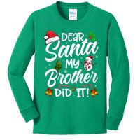 Dear Santa My Brother Did It Xmas Christmas Cute Kids Long Sleeve Shirt