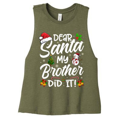 Dear Santa My Brother Did It Xmas Christmas Cute Women's Racerback Cropped Tank