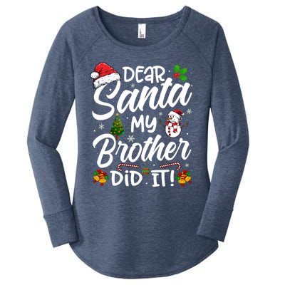 Dear Santa My Brother Did It Xmas Christmas Cute Women's Perfect Tri Tunic Long Sleeve Shirt