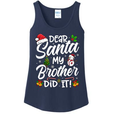 Dear Santa My Brother Did It Xmas Christmas Cute Ladies Essential Tank