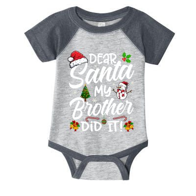 Dear Santa My Brother Did It Xmas Christmas Cute Infant Baby Jersey Bodysuit